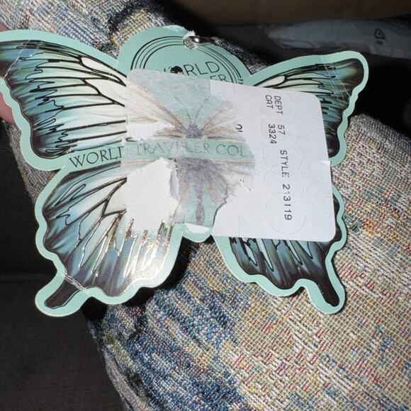 Tapestry Decorative Pillow Blue/Tan World Traveler Collection NWT 16" - Picture 5 of 5